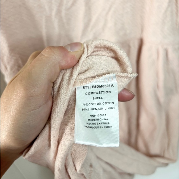 DRA light pink sleeveless tiered midi dress cotton breathable natural size S - Picture 6 of 6